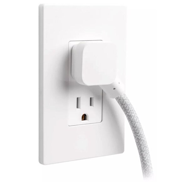 GE 2-Outlet Extension Cord 2 USB-A 1 USB-C 12W 6' Braided White/Gray: Flat Plug, - Picture 7 of 9